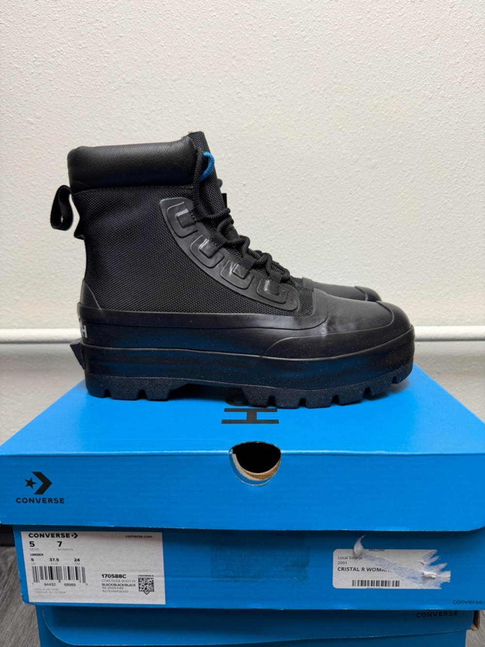 Converse x Ambush CTAS Duck Boot Black Canvas Shoes High Top